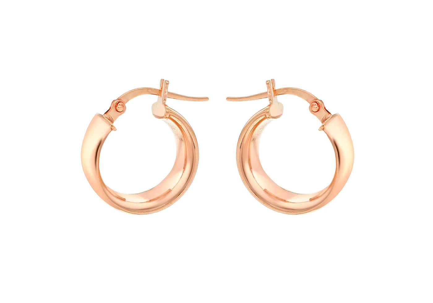 9K Rose Gold 6mm Band 14mm Creole Earrings