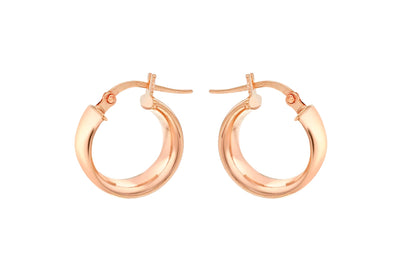 9K Rose Gold 6mm Band 14mm Creole Earrings