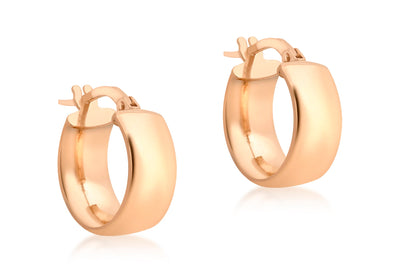 9K Rose Gold 6mm Band 14mm Creole Earrings