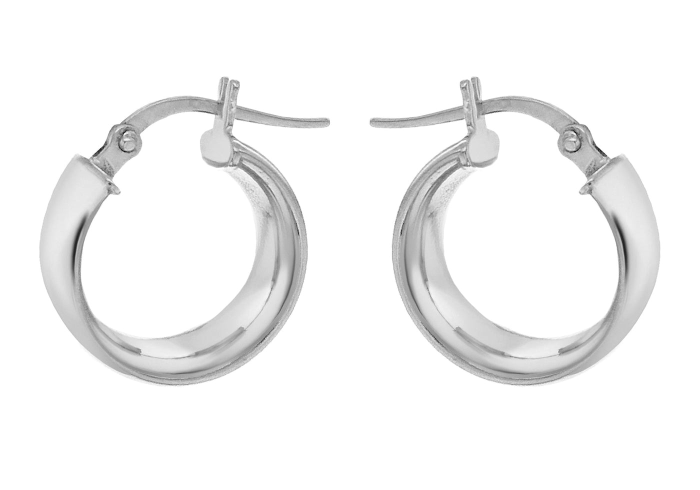 9K White Gold 6mm Band 14mm Creole Earrings