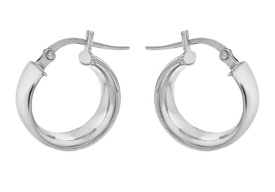 9K White Gold 6mm Band 14mm Creole Earrings