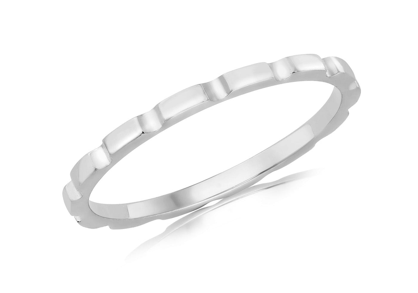 9K White Gold Brick Stacker Ring