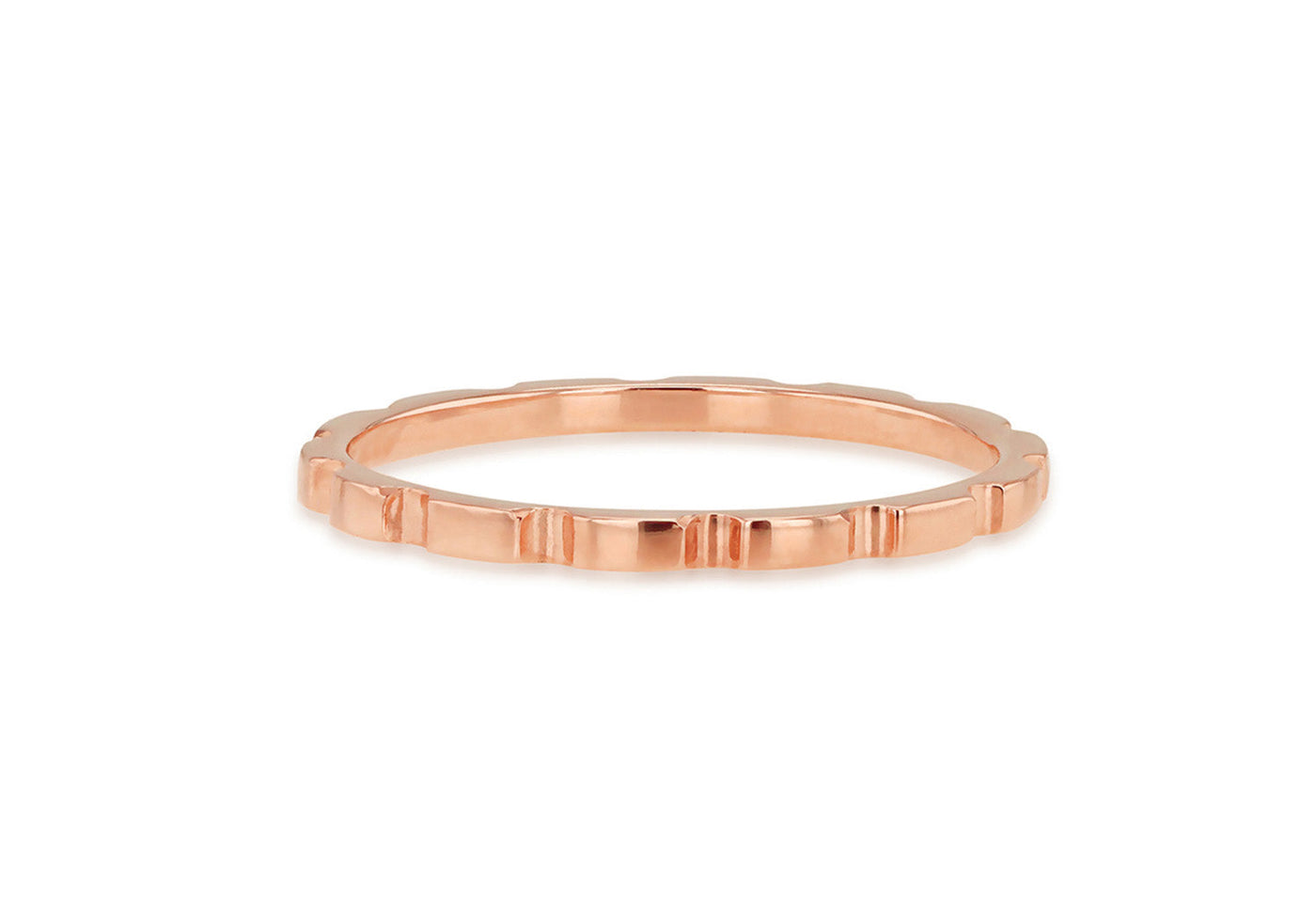 9K Rose Gold Brick Stacker Band