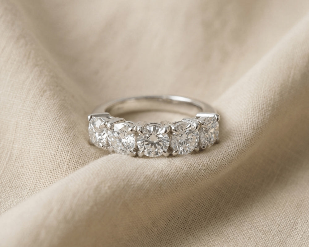 5 stone diamond ring platinum