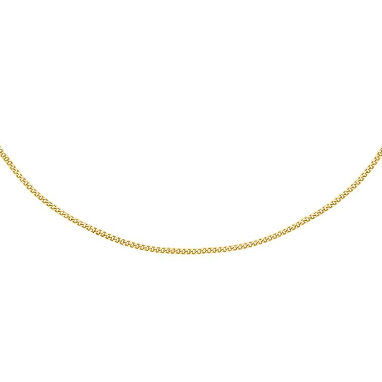 18K Yellow Gold Solid Diamond Cut Curb Chain 40cm