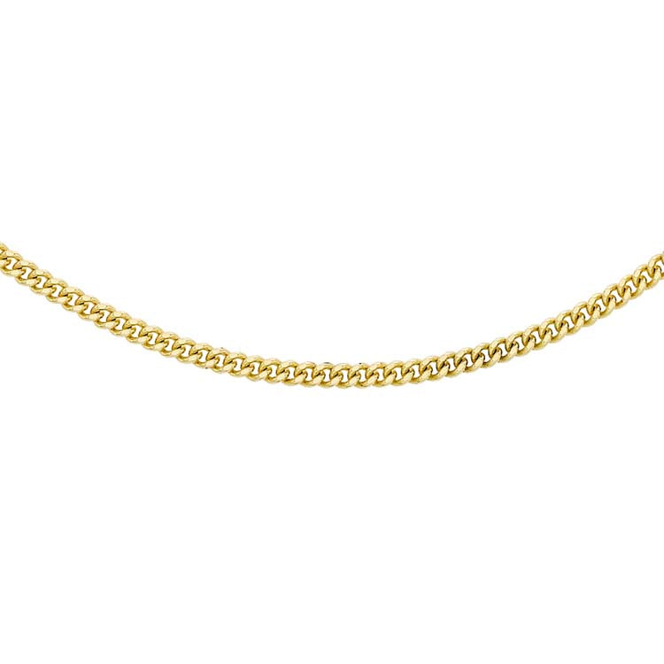 18K Yellow Gold Solid Diamond Cut Curb Chain 45cm