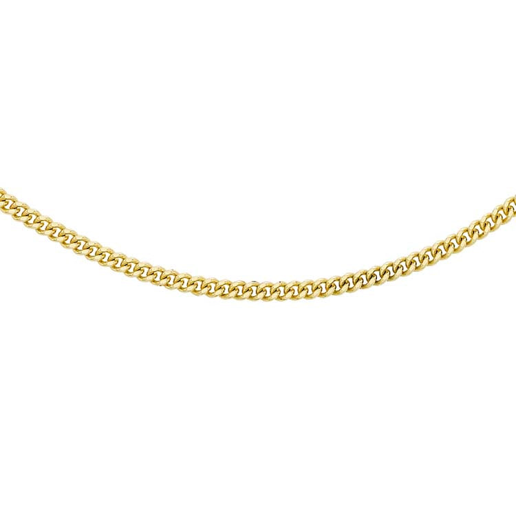 18K Yellow Gold Solid Diamond Cut Curb Chain 50cm