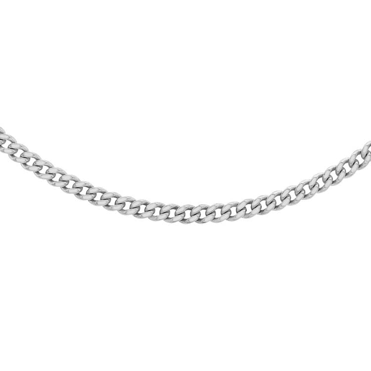 18K White Gold Solid Diamond Cut Curb Chain 45cm