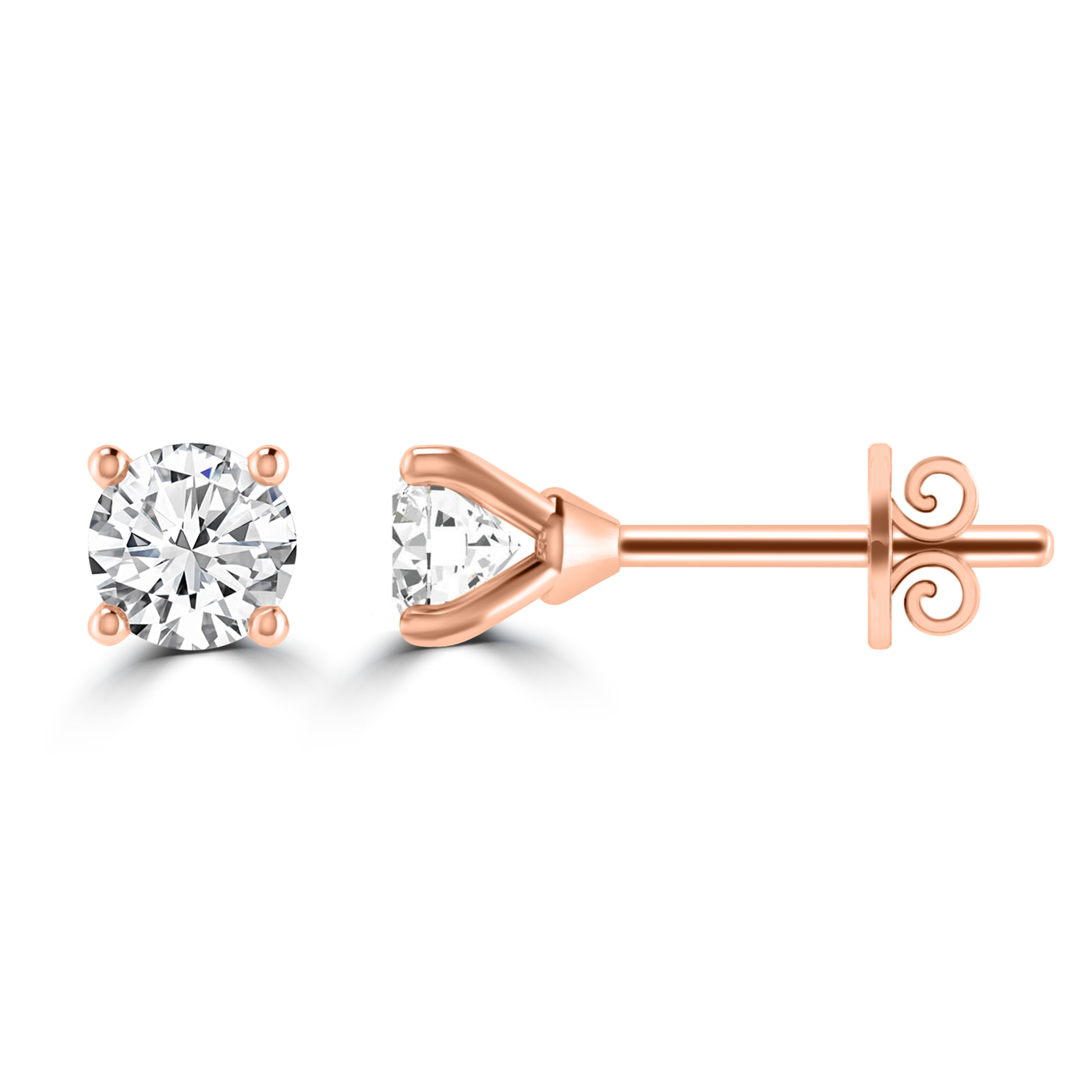 0.33ct GH I1 Diamond 4 Claw Studs in 9K Rose Gold