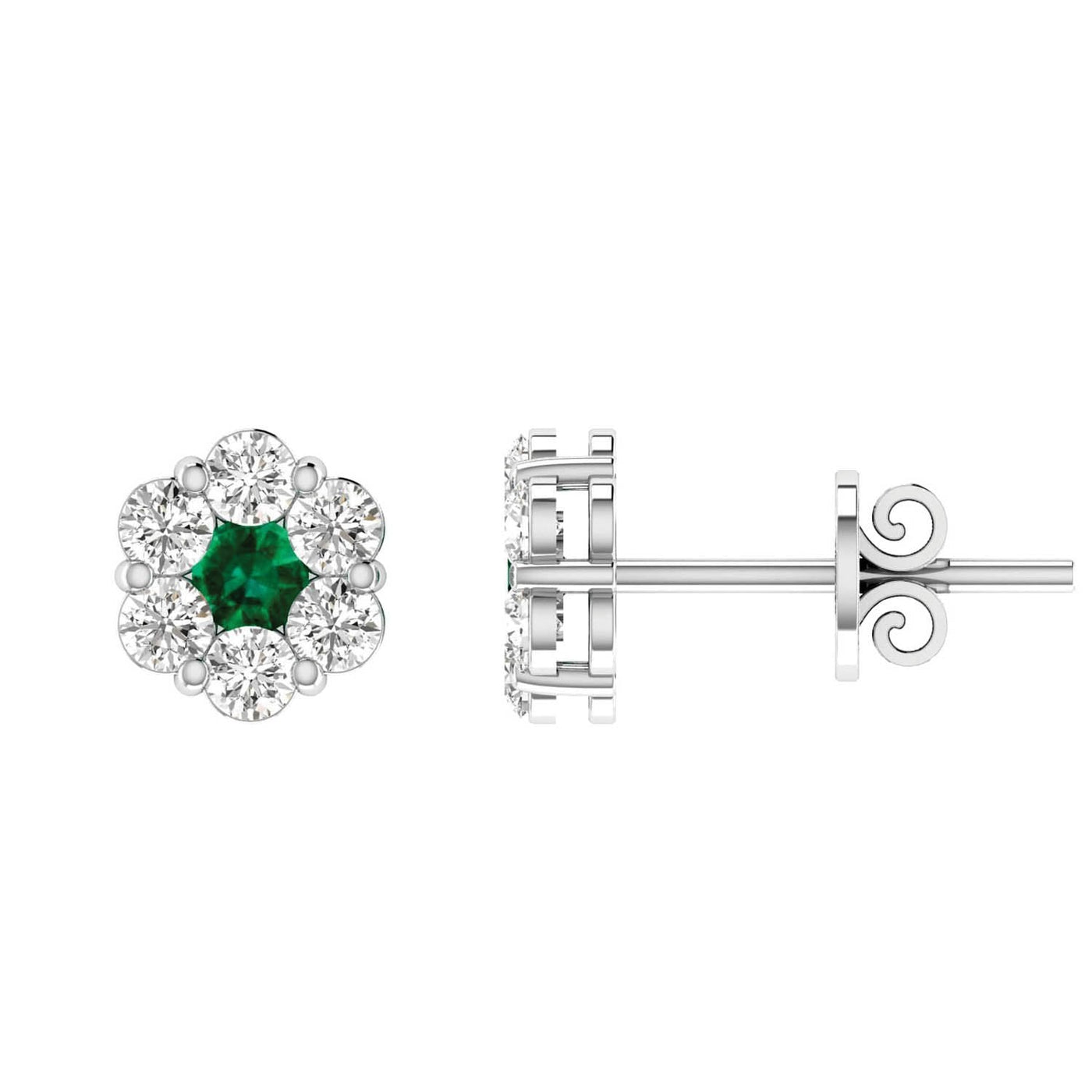 Emerald Diamond Stud Earrings with 0.80ct Diamonds in 9K White Gold - 9WRE100GHE