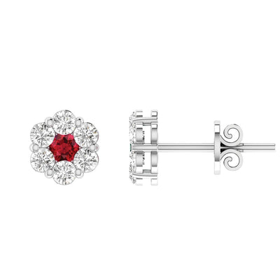 Ruby Diamond Earrings with 0.80ct Diamonds in 9K White Gold - 9WRE100GHR