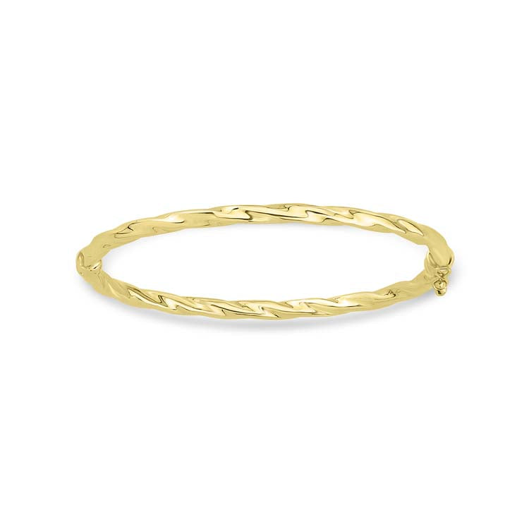 9K Yellow Gold Twisted Hollow Bangle 60mm