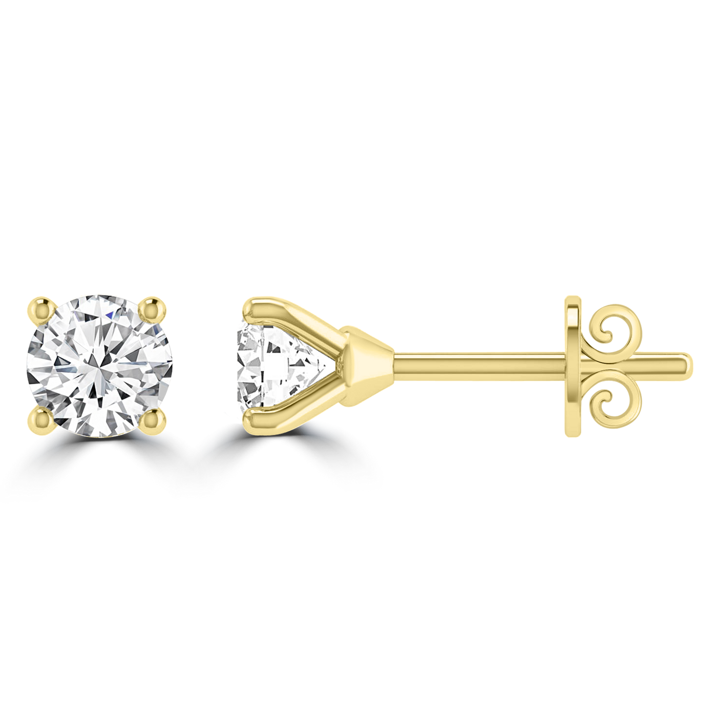0.50ct GH I1 Diamond 4 Claw Studs in 9K Yellow Gold