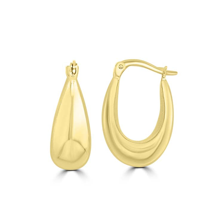 9K Yellow Gold Liquid Hollow Hoops 17mm