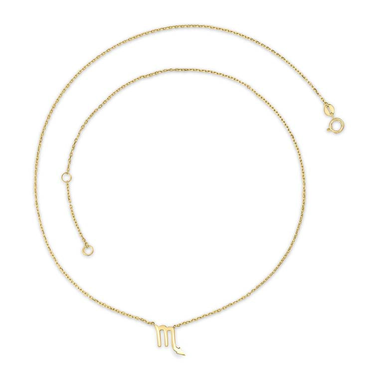 9K Yellow Gold Scorpio Zodiac Necklace 40-45cm