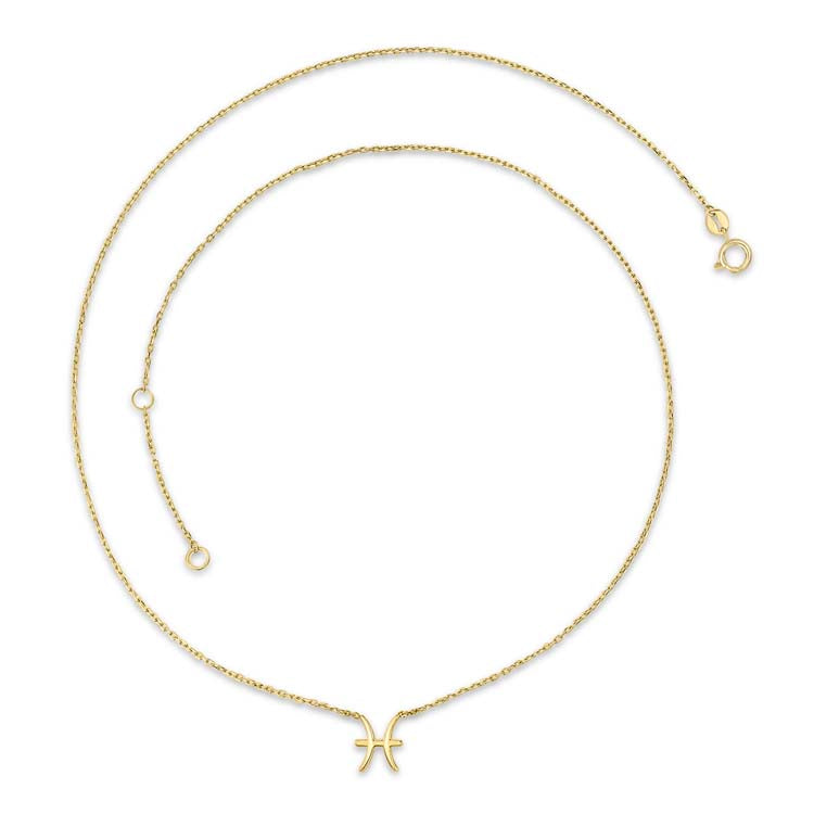 9K Yellow Gold Pisces Zodiac Necklace 40-45cm