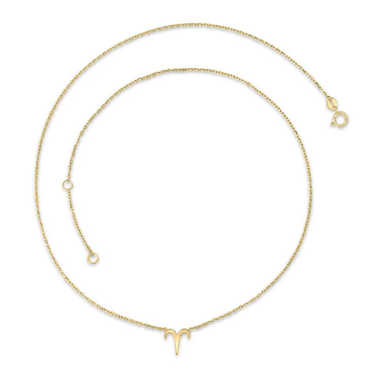 9K Yellow Gold Aries Zodiac Necklace 40-45cm