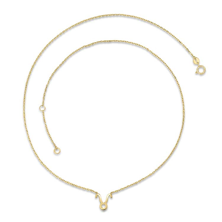 9K Yellow Gold Taurus Zodiac Necklace 40-45cm