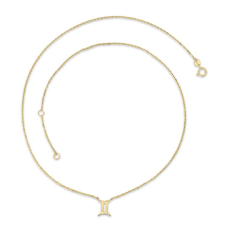 9K Yellow Gold Gemini Zodiac Necklace 40-45cm