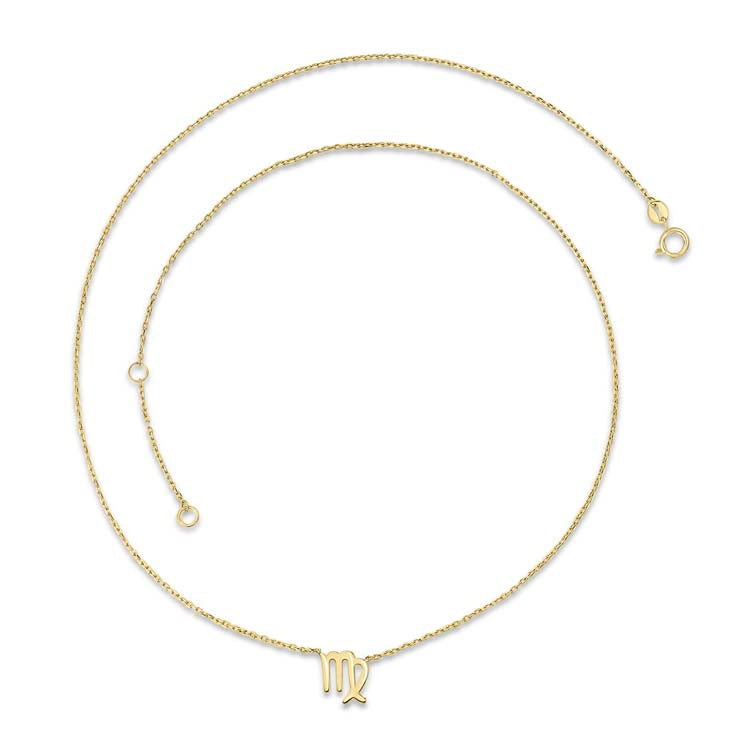 9K Yellow Gold Virgo Zodiac Necklace 40-45cm