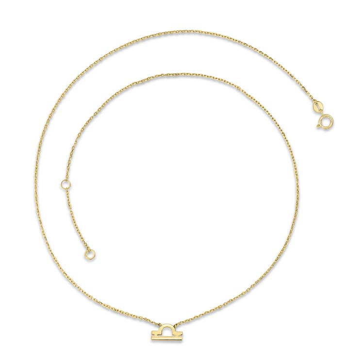 9K Yellow Gold Libra Zodiac Necklace 40-45cm