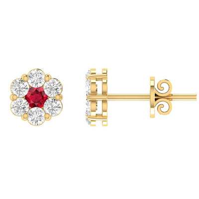 Ruby Diamond Earrings with 0.19ct Diamonds in 9K Yellow Gold - 9YRE25GHR