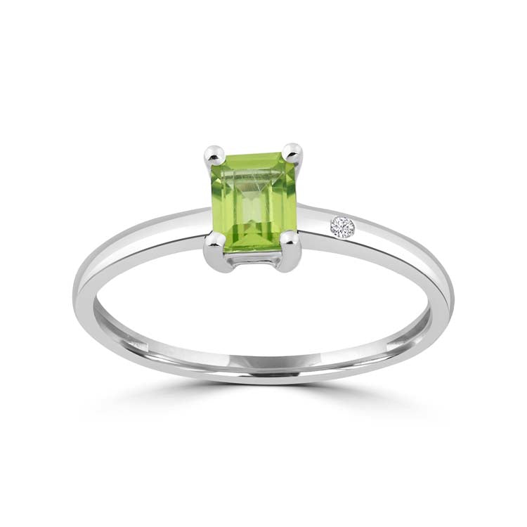 Diamond, Peridot Ring with 0.006ct Diamonds in 9K White Gold