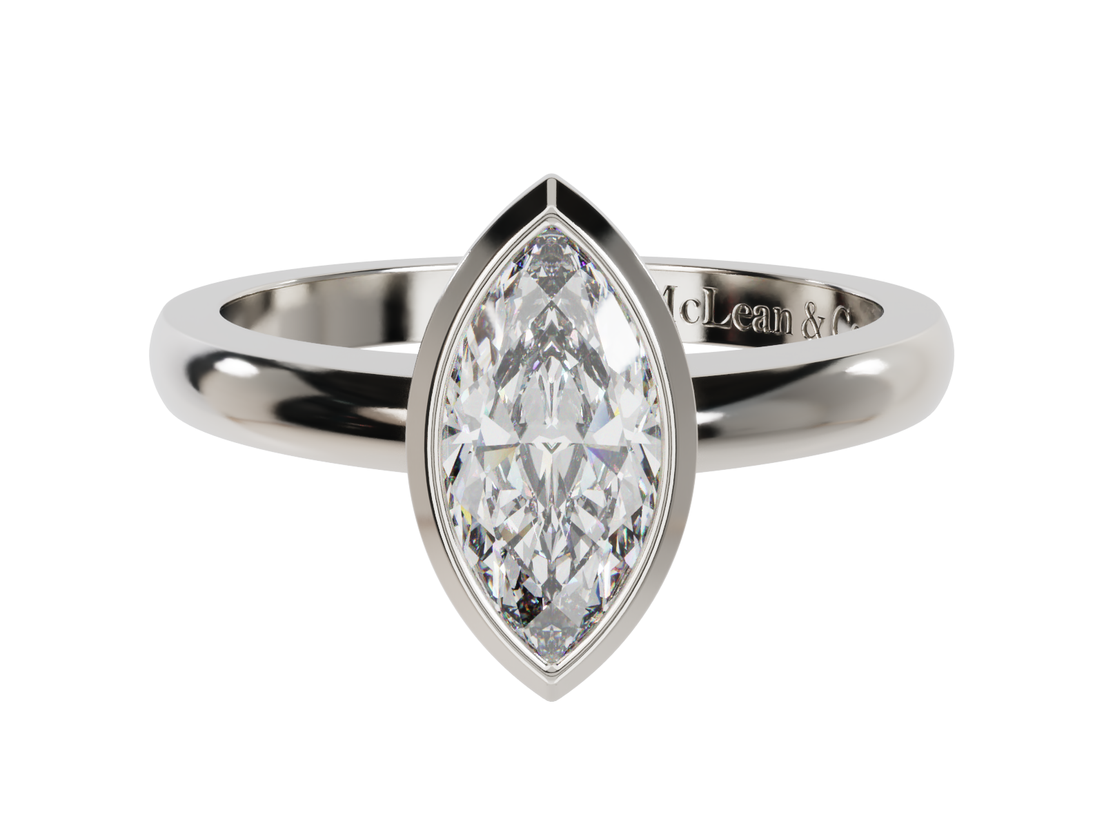 Bezel Marquise Cut Solitaire Engagement Ring