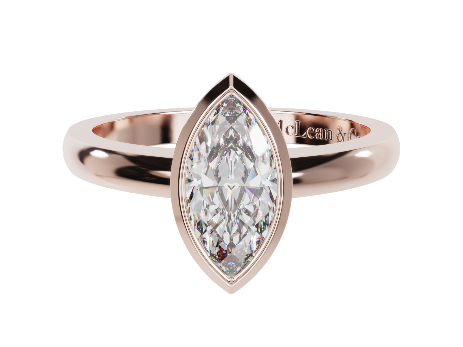 Bezel Marquise Cut Solitaire Engagement Ring