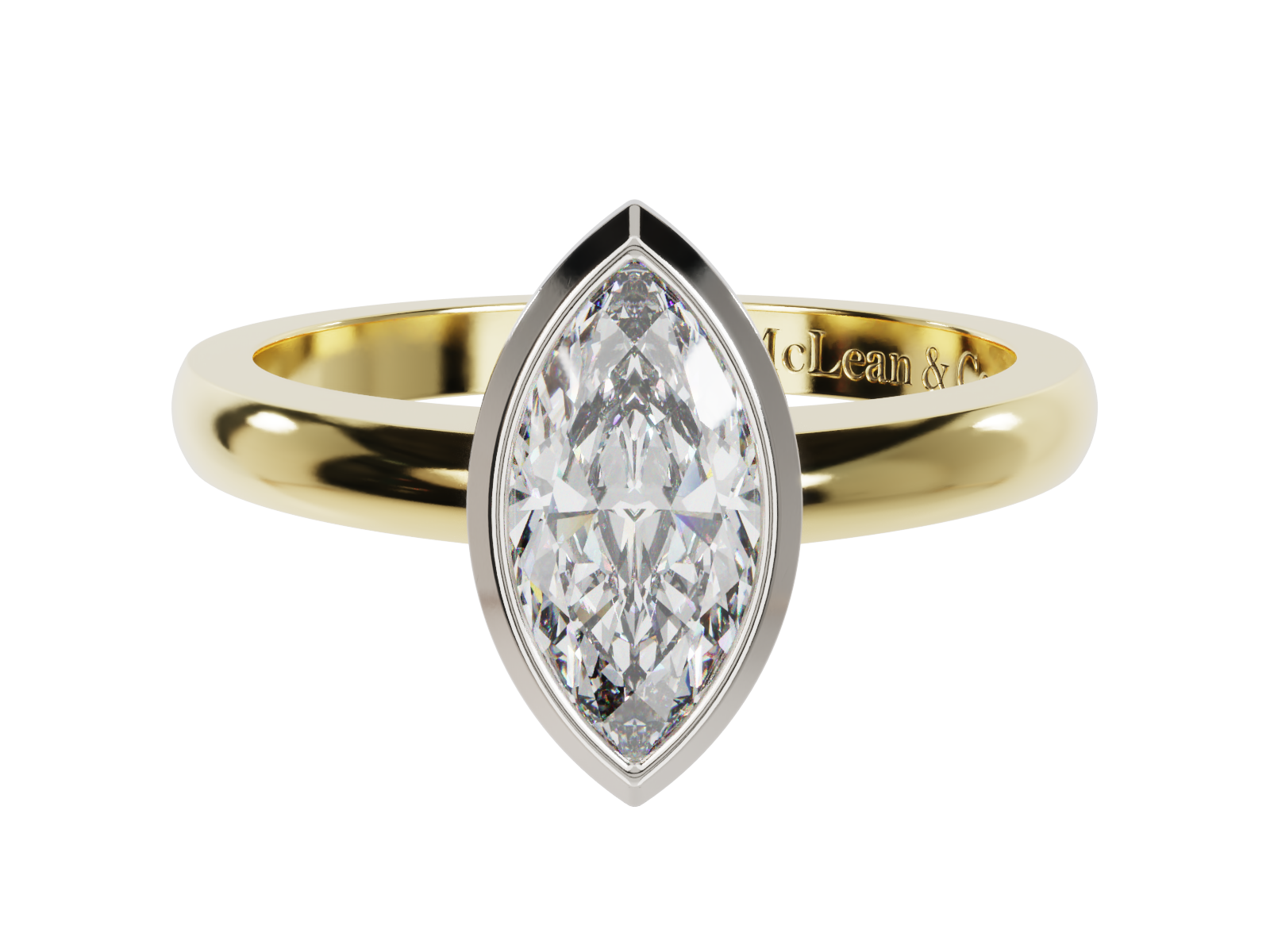 Bezel Marquise Cut Solitaire Engagement Ring
