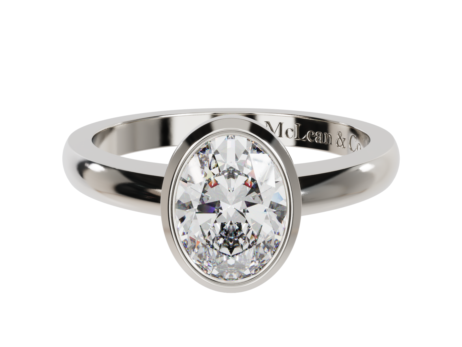 Bezel Oval Cut Solitaire Engagement Ring