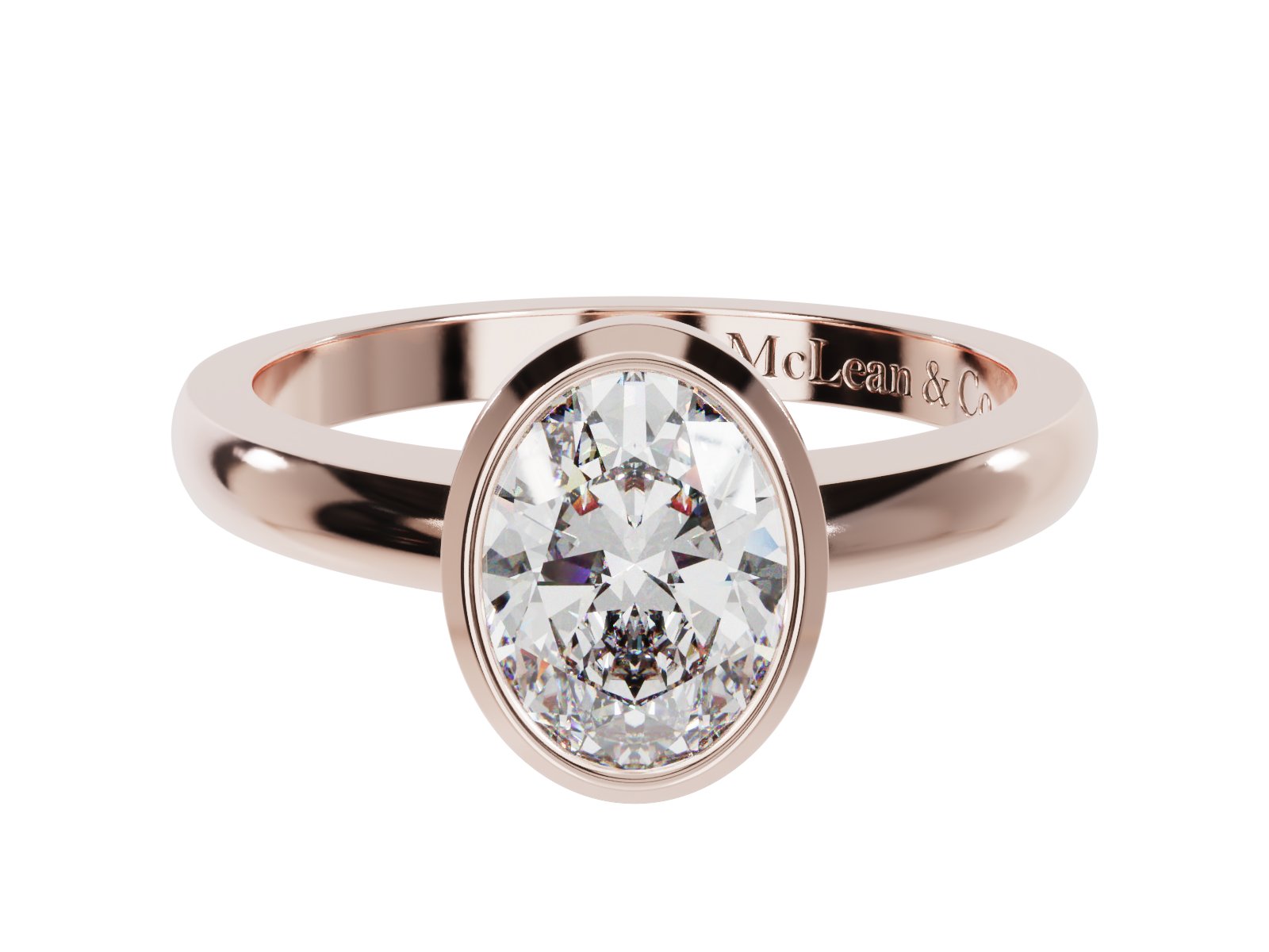 Bezel Oval Cut Solitaire Engagement Ring