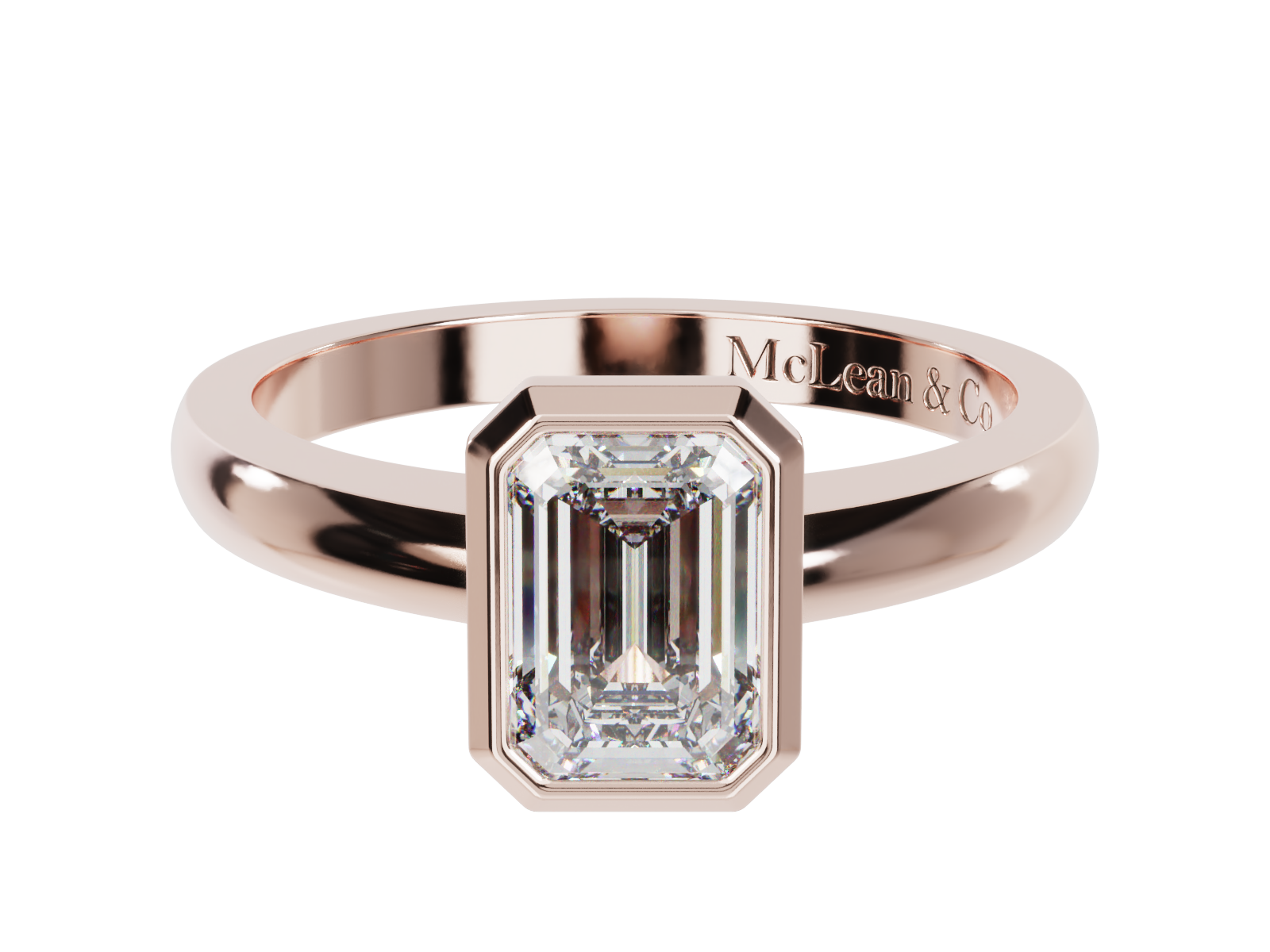 Bezel Emerald Cut Solitaire Engagement Ring