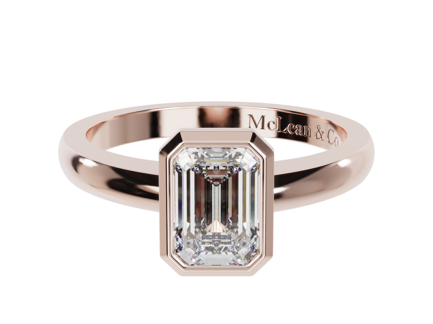 Bezel Emerald Cut Solitaire Engagement Ring