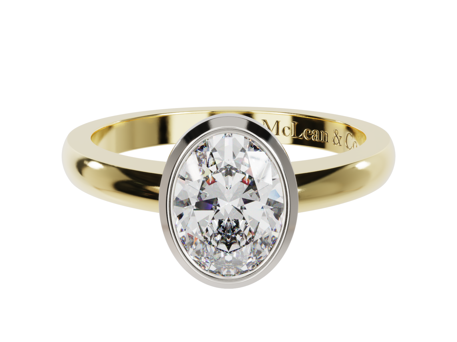 Bezel Oval Cut Solitaire Engagement Ring