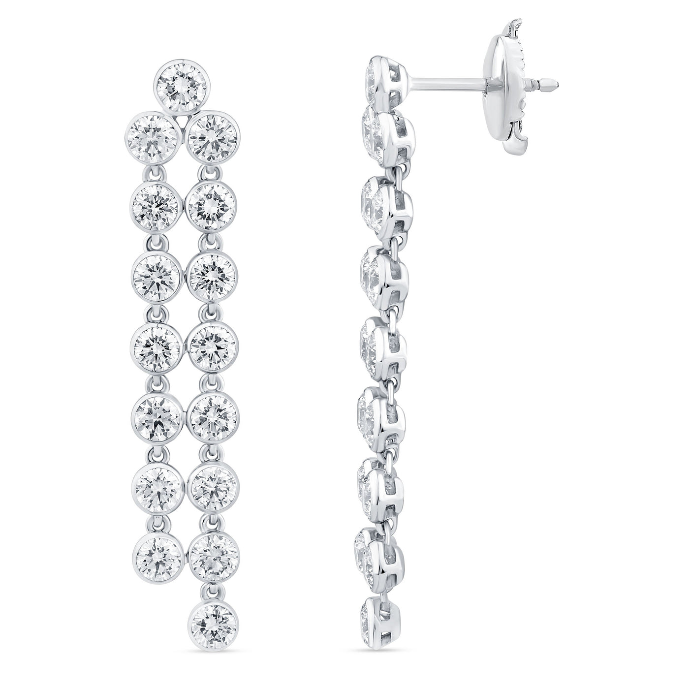 Cascading Diamond Drop Earrings in white gold