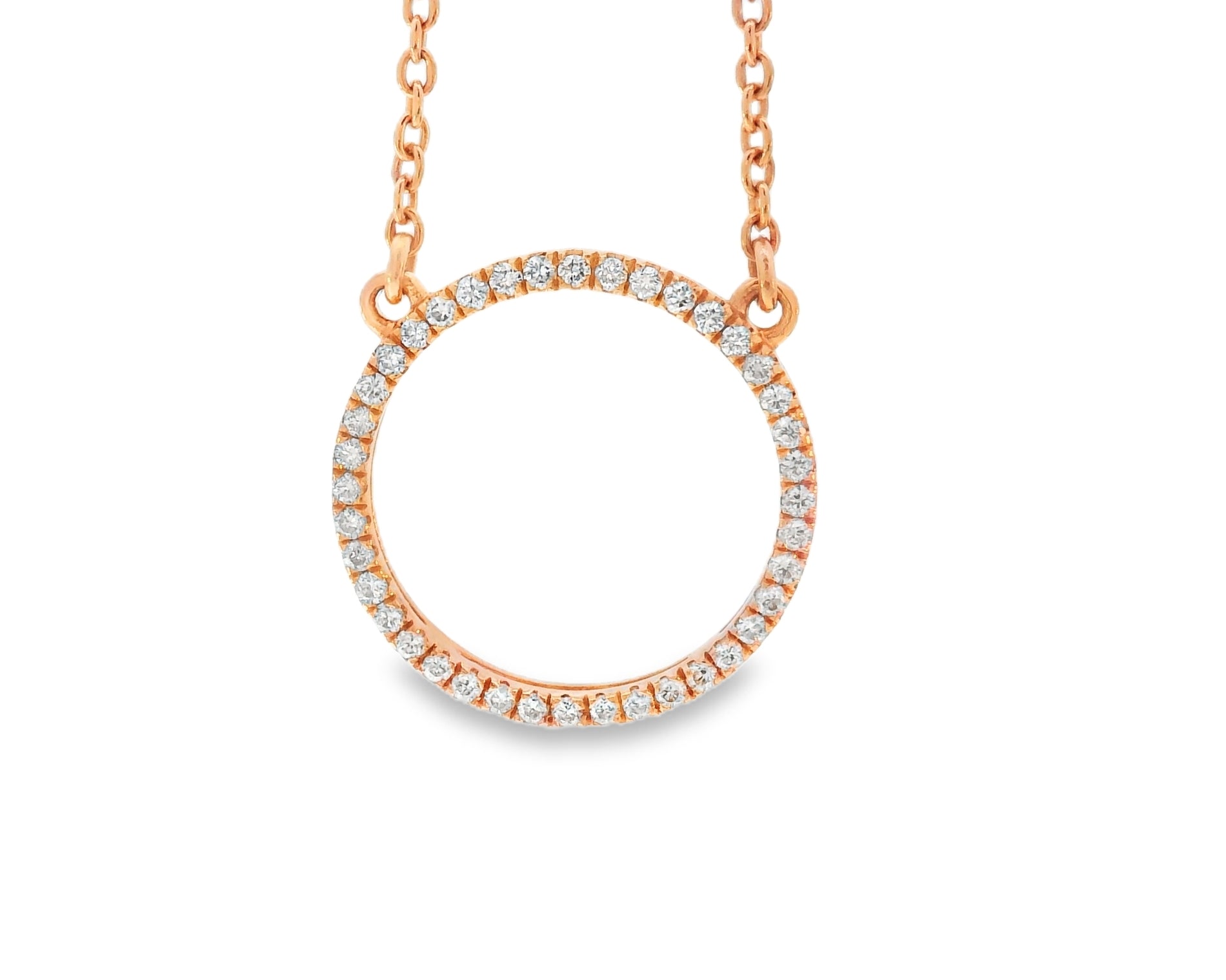 Circle of diamonds necklace minimalistic rose gold