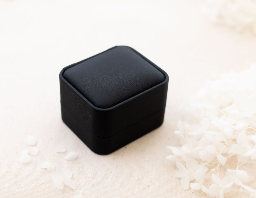 Leather Look Black Double Ring Box Closed