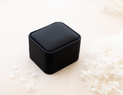 Leather Look Black Double Ring Box Closed