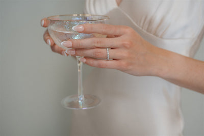 Diamond Wedding Ring White Gold on hand | McLean & Co Jewellers Sunshine Coast Judy Copley Wedding Gown