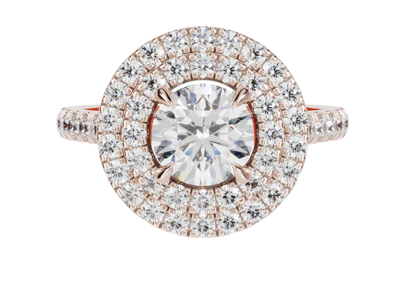 Double Halo Diamond Engagement Ring