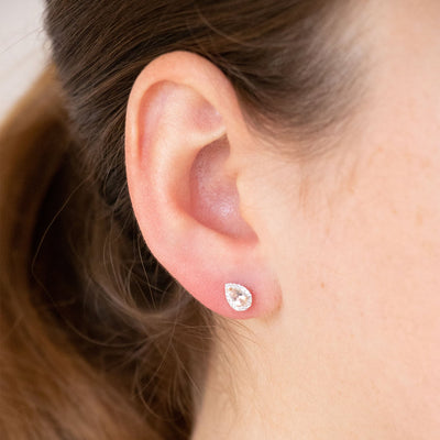Morganite Earrings with 0.10ct Diamonds in 9K Rose Gold