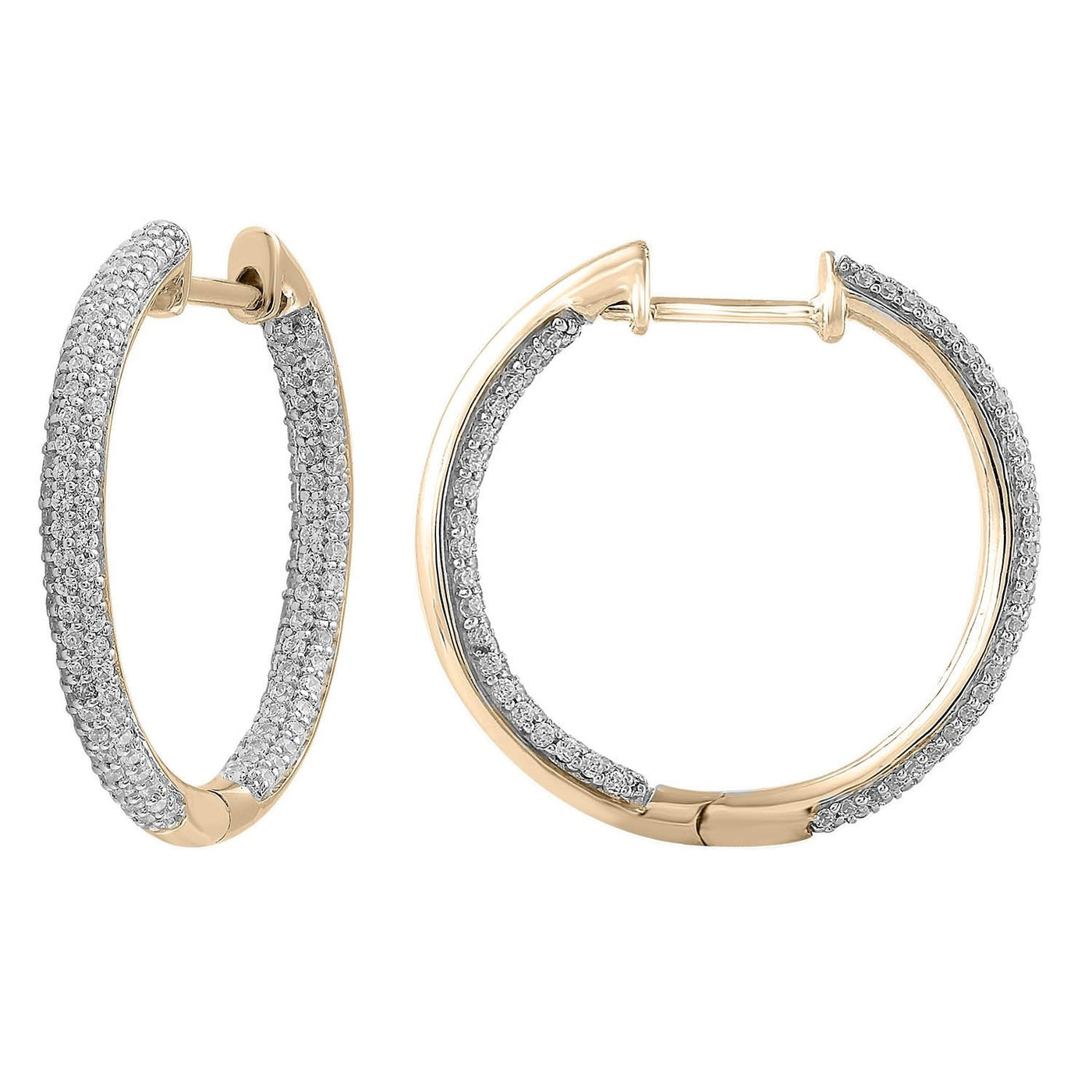 Inside Out Hoops with 0.50ct Diamonds in 9K Yellow Gold