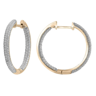 Inside Out Hoops with 0.50ct Diamonds in 9K Yellow Gold