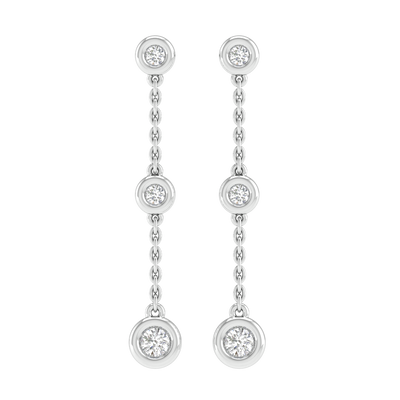 Diamond Chain Earrings with 0.25ct Diamonds in 9K White Gold