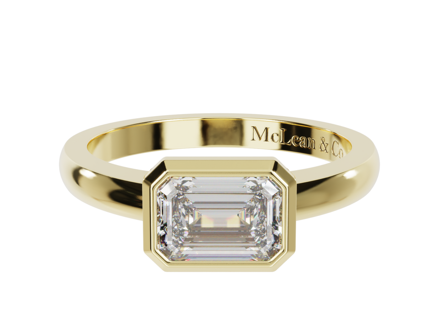 East West Emerald Cut Diamond Ring