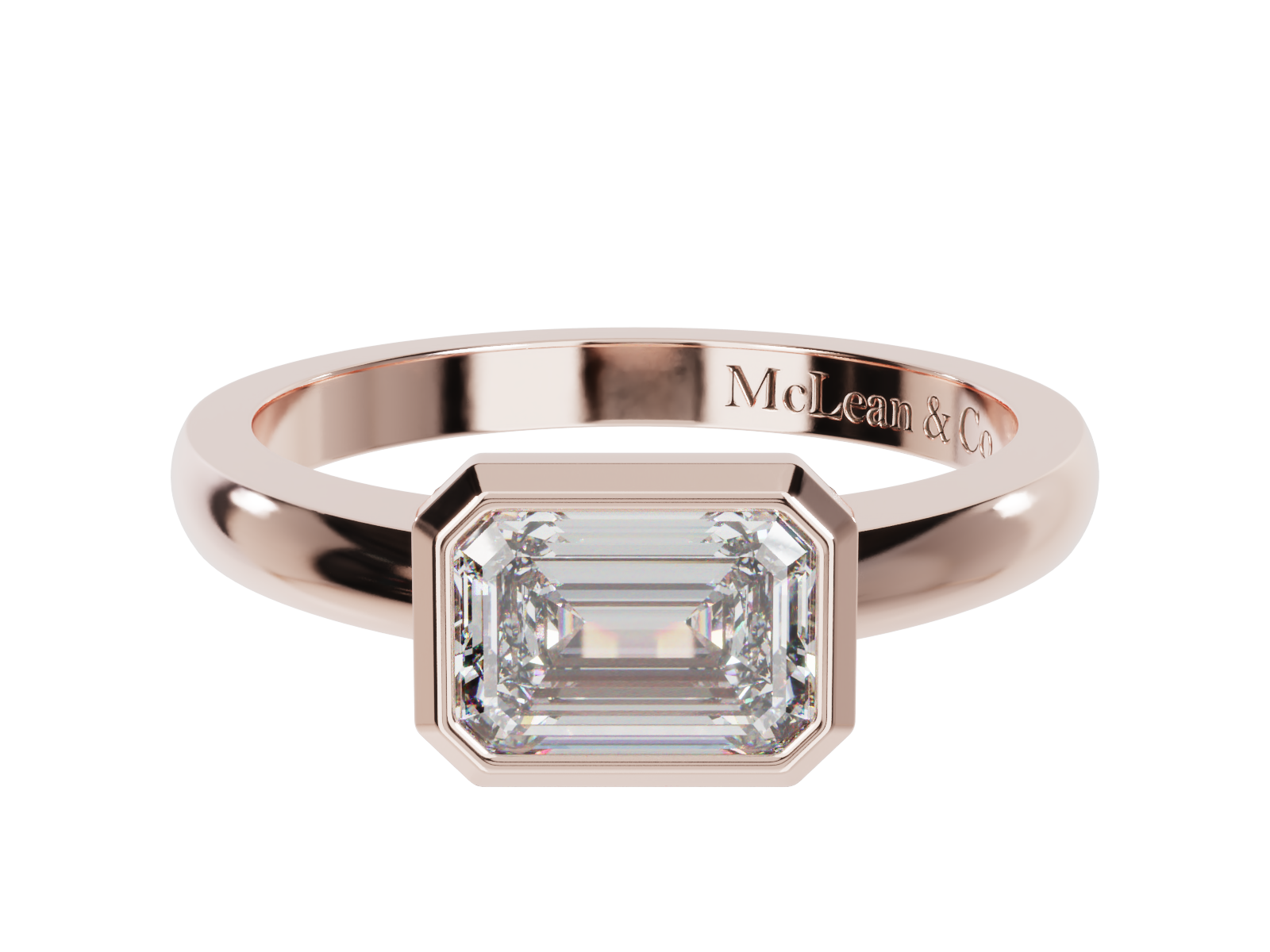 East West Emerald Cut Diamond Ring