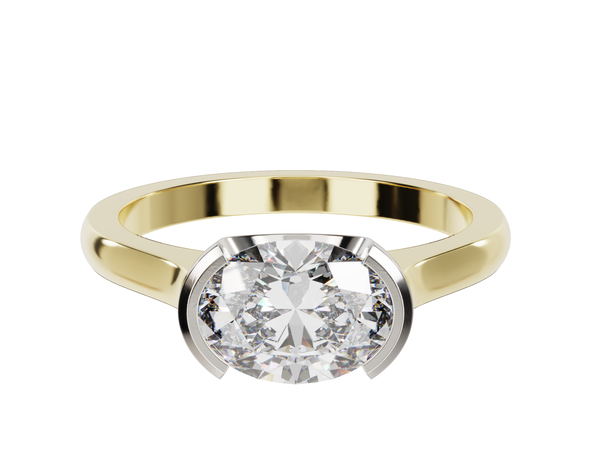 East West Oval Cut Diamond Ring