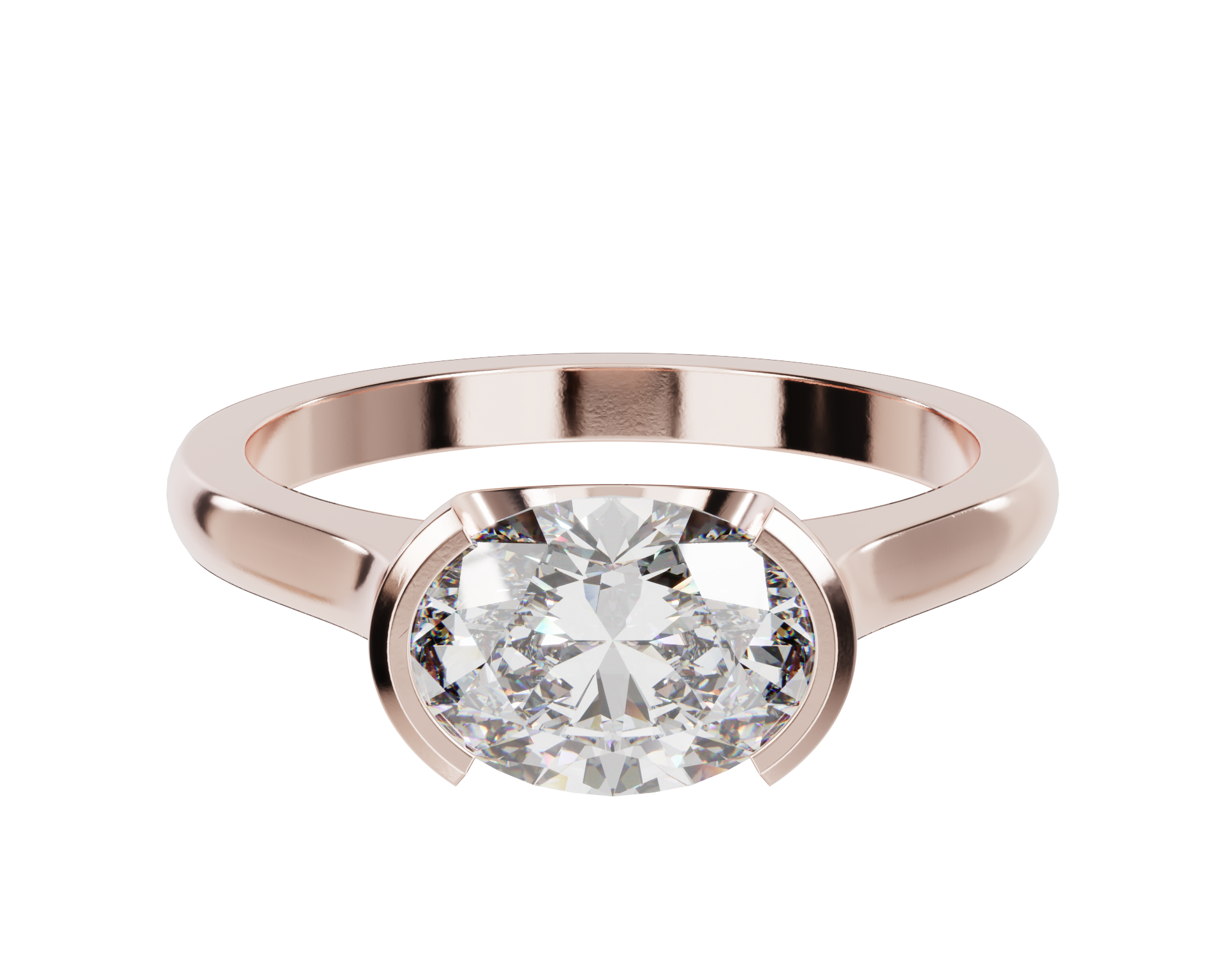 East West Oval Cut Diamond Ring