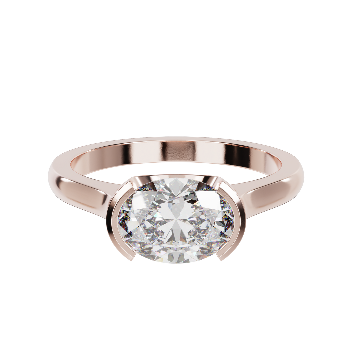 East West Oval Cut Diamond Ring